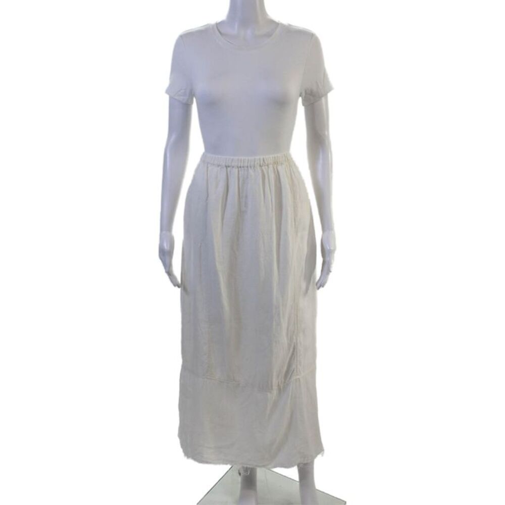 Zara Womens Peasant Maxi Skirt White Linen Solid Size XL